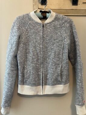 Women's Heather Gray Zip-Up Bomber style sweatshirt - Lightweight Knit